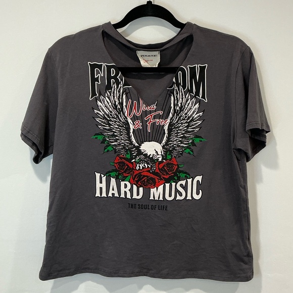 American Rebel Tops - American Rebel Freedom Eagle Roses Hard Music The Soul of Life Tee